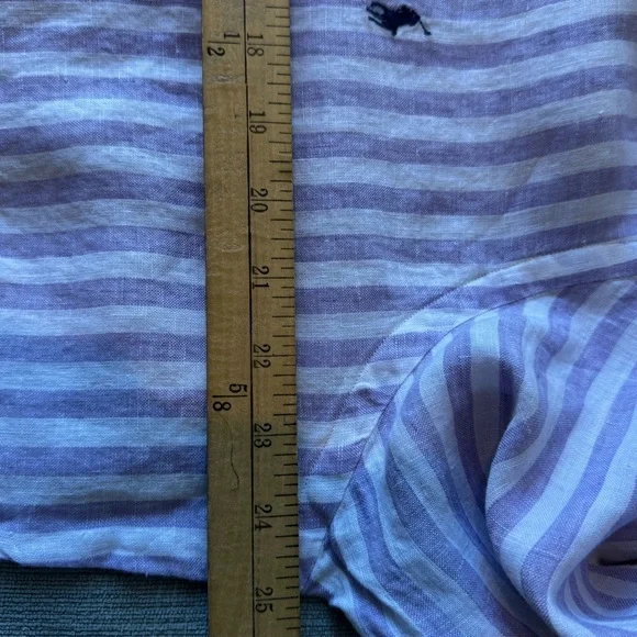 NEW Polo Ralph Lauren Striped Button Shirt Men XL Linen Light Purple/ White NWT - Picture 11 of 11